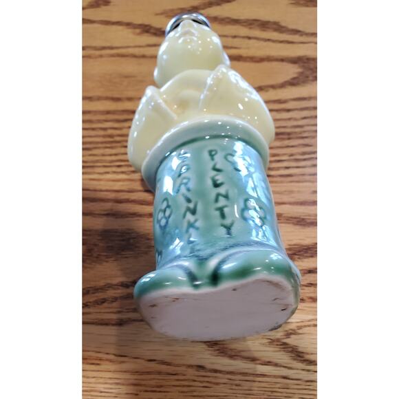 Antique Ceramic Sprinkler Bottle, Green and Yellow, Sprinkle Plenty, 1960s - Picture 7 of 7